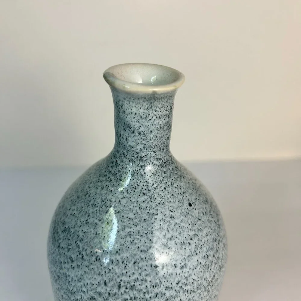 Pottery Bud Vase Speckled Blue Green Stoneware 7.5